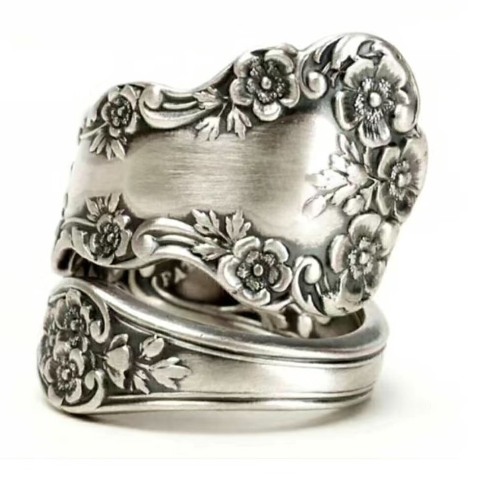 Boho Floral Adjustable Spoon Ring 762